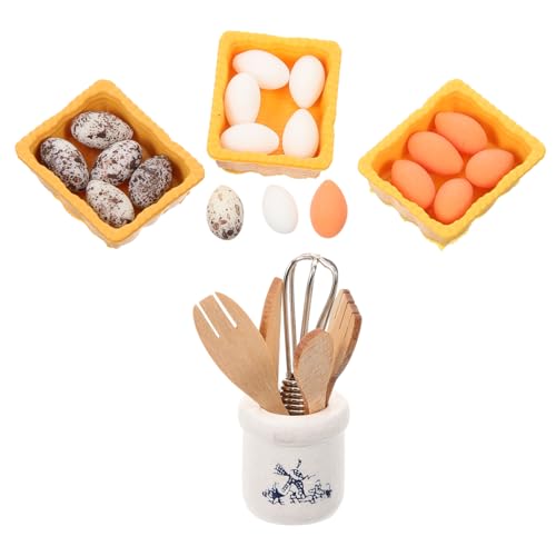 Vaguelly 1 Set Mini Furniture Miniature Dollhouse Kitchenware Miniature Egg Beater Miniature Cooking Utensils Dollhouse Egg Carton Miniature Kitchen Accessory Alloy Food Kitchen Utensils
