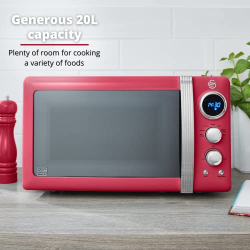 Swan-Microondas-digital-LED-retro-rojo-20L-800W-5-niveles-de-potencia-incluyendo-ajuste-de-descongelacion-SM22030LRN Swan-Microondas-digital-LED-retro-rojo-20L-800W-5-niveles-de-potencia-incluyendo-ajuste-de-descongelacion-SM22030LRN