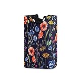 Kigai Colorful Flowers Laundry Basket Foldable Large Laundry Hamper Bucket with Handles Collapsible