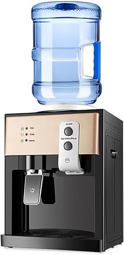 Compact Hot & Cold Water Dispenser – Countertop Water Cooler Machine, Mains Fed for Home or Office, Easy Setup, 18.9L Bottle Compatible, Sleek Modern Design (Champagne Gold)