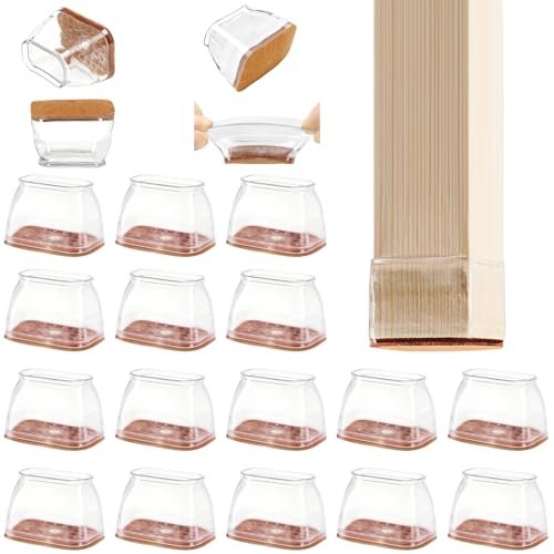 CHUNZEXI 24 Pack Rectangle Chair Leg Floor Protectors for Hardwood Floors Silicone Felt Covers Pads Caps Protect Wood Furniture Feet Floors Noise Reduce and Scratch (Rectangle Small)