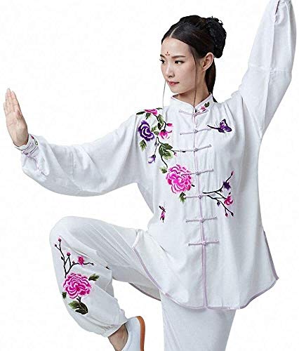 ZHANGNA Tai Chi Uniform Set Kung Fu Clothing Tang Suit, Tai Chi Clothing Women Breathable Cozy Embroidery Chinese Traditional Kungfu Yoga Clothing (Size : XX-Large)