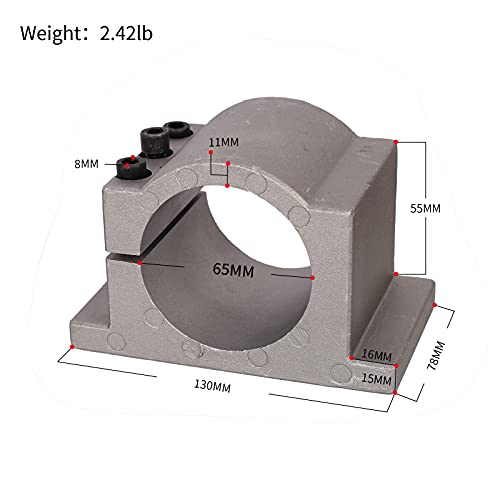 Yeipower Spindle Mount Cnc-Bracket Motor-Clamp - 65Mm Router Engraving Milling Spindle Vise 0.8Kw Or 1.5Kw 6Pcs Screws (65Mm) #TOP4