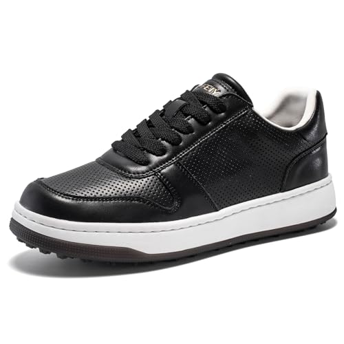 UOFEIY Men's Golf Shoes Waterproof Breathable Leather Spikeless Professional Golf Shoe Walking Travel Sneakers4