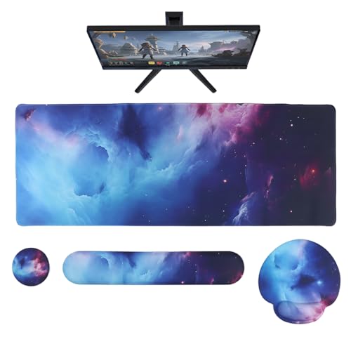 Image of Ergonomic Gel Mouse Pad, Keyboard Wrist Support, Coaster & Desk Mat Set Silicone Gel Comfort, Non-Slip Base, Pain Relief Comfortable for Typing, Gaming, Office Desk Accessories