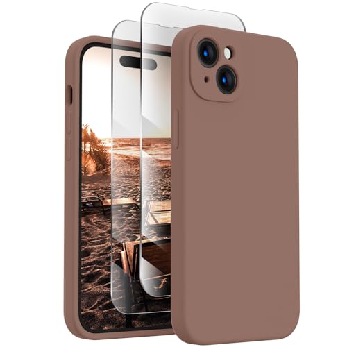 Image of FireNova Designed for iPhone 15 Case, Silicone Upgraded [Camera Protection] Phone Case, Soft Anti-Scratch Microfiber Lining Inside, 6.1 inch, Light Brown