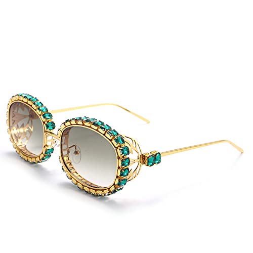 Melrose/Oval Punk Cutout Metal Diamond Sunglasses, Fashion Lady Rhinestones Sexy Eyewear