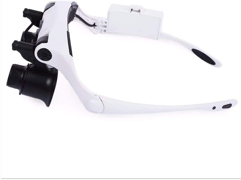 Lupa De Diadema Manos Libres HD con Luz Led - Zoom De 10X A 25X con 4 Lentes Desmontables - Lupa De Cabeza con Luz para Lectura, Lupa para Joyería, Reloj, Etc.