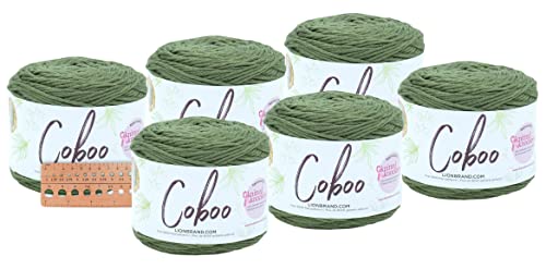 Lion Brand Yarn - Coboo - 6 Pack with Needle Gauge (Olive)