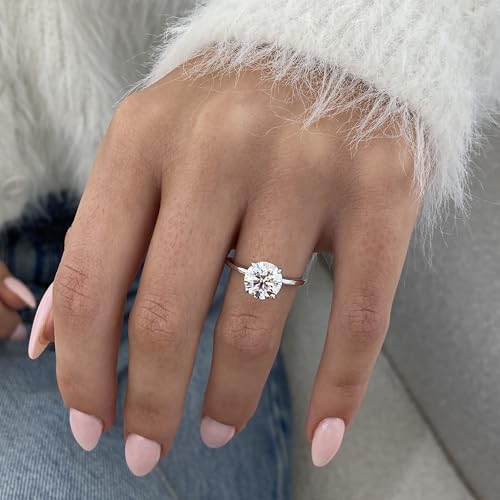 GLAM AND GEMS IGI Certified 2 Carat Lab Grown Diamond Solitaire Engagement Ring for Women - 14k White Gold Promise Ring for Her - Round Cut 4-Prong Setting (E, VS1, 2.00 cttw) Anniversary Ring Size 9 - Image 4