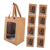 Healeved 12 Piezas Papel Kraft con Ventana Transparente Pequeñas con Asas Resistentes para y Fiestas Paquete de Unidades