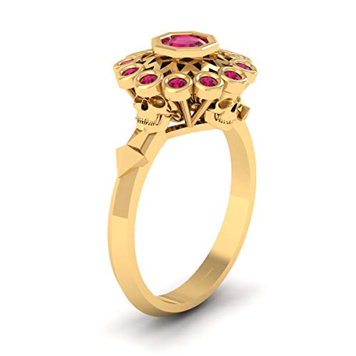 Bague argent sterling femme sertie de zirconium rose octogonal et rond