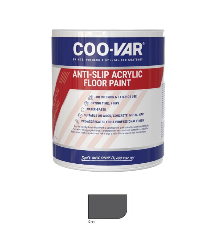 CooVar Anti Slip Acrylic Floor Paint - Light Grey - 5 Litre โ image 1