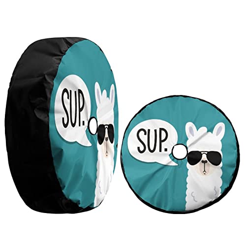 Image of Funny Llama Spare Tire Cover with Backup Camera Hole Wheel Tire Cover Fit Trailer, RV, SUV and Many Vehicle 13inch