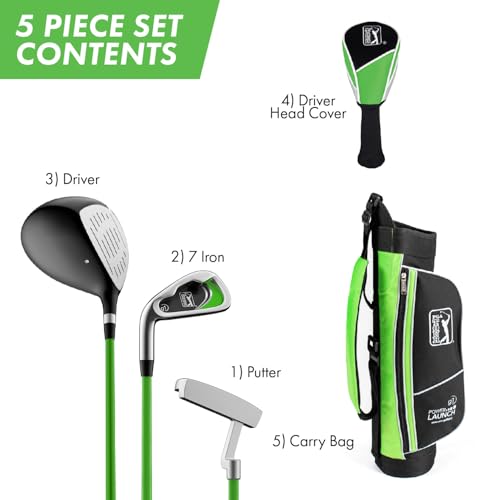 Image of PGA Tour Youth Golf Club Set - Ages 3-5 (3'6 inch-4'1 inch) and 5-8 (4'1 inch - 4'8 inch) Right and Left Handed Beginner Junior Golf Clubs with Lightweight Golf Bag, Mallet Putter, Driver by Golfgen
