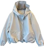 [JudyRose] マウンテンパーカー アウター ジャケット レディース フード付き パーカー ブルゾン カジュアル 体型カバー 春 秋 (XL, ライトグレー)