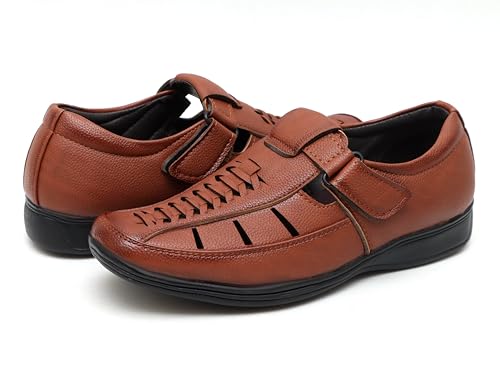 Image of Faux Leather Sandals for Men | Closed Fisherman Sandal