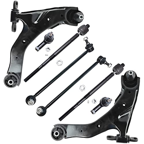 Image of Detroit Axle - Front Lower Control Arms + Tie Rods Sway Bars Suspension Kit Replacement for 2003-2008 Hyundai Tiburon - 8pc Set