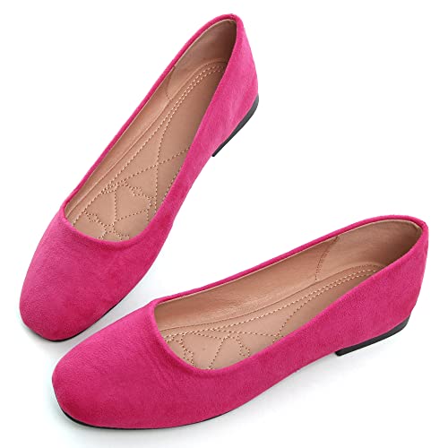 Image of ChaiRong Zhou Women Square Toe Ballets Flats Comfort Slip On Walking Shoes for Driving