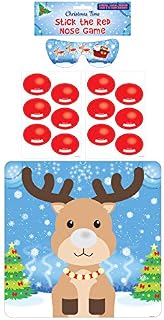 HENBRANDT Stick the Red Nose on the Reindeer 14pcs Christmas Party Game Rudolph Xmas Family Festive Games Christmas Stocking Filler Party Fillers
