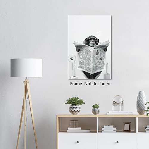 Monkey Wall Art Retro Bathroom Decor Wall Art Funny Monkey Animal Painting Wall Decor Humor Animals Bathroom Artwork Prints Wall Decor Funny Gorilla Poster Painting For Home Decor 16X24 Inch Unframed #TOP5