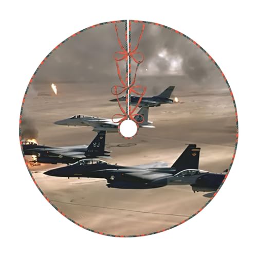 Jupe de sapin de Noël Jet Fighter tapis rustique fête classique