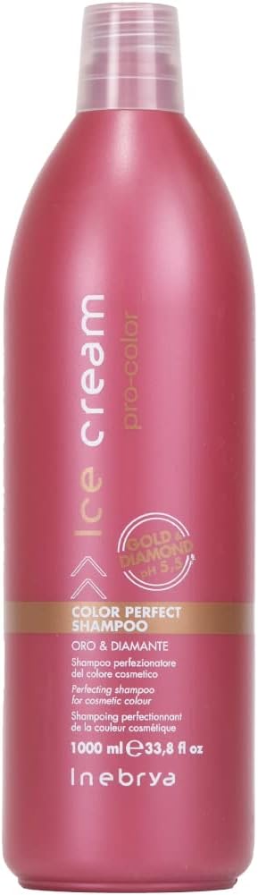 Inebrya Ice Cream Pro-Color Perfect Oro & Diamante Shampoo 33.8oz - Free Starry Lip Plumping Gloss 10 ml