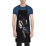 [RFSHOPWF] ウマ娘 ライスシャワー エプロン H型シンプルカフェエプロン おしゃれレディースメンズポケット付き シワになりにくい撥水汚れにくい家庭用ピナフォア 保育士キッチン業務用作業用えぷろん。70cm×84cm