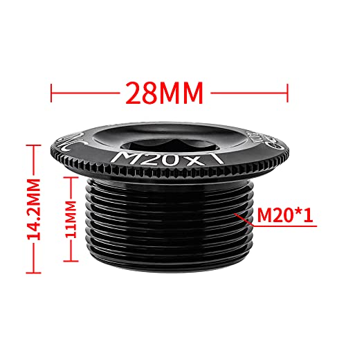Image of 1 Piece Bike Crankset Arm Bolt Aluminum Alloy Bicycle Crank Arm Screws Crank Fixing Bolt Axis Nut Cover (M20*11mm -Black)