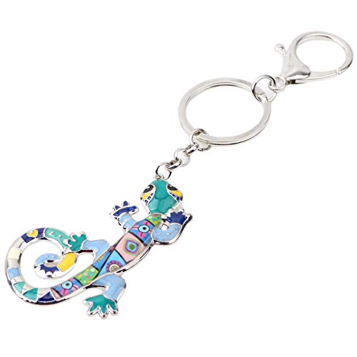 WEVENI Enamel Alloy Lizard Gecko Keychain Charms Jewelry For Women Girls Bag Car Wallet2