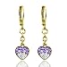 Dangle Earrings for Girls Jewelry WIth Crystal Heart 14k Gold Plated- Best Christmas Gifts for Girls