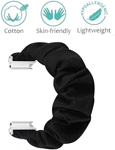 Compatible for SoundPEATS Smart Watch Bands onetuo Fabric Elastic Scrunchie Elastic Watch Band Women Cute Replacement Straps for SoundPEATS Smart Watch Fitness Tracker (Black) - Image 2