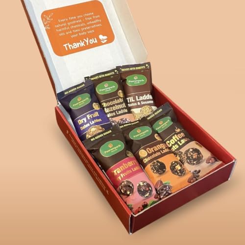 Image of Dry Fruits Laddu Assorted - 24 Laddu| 6 Flavour Dry Fruit, Chocolate, Cranberry, Orange Dates Laddu, Till laddu, Coffee Laddu| Date Sweetened, no palm oil (Dry Fruit Laddu Gift Box)