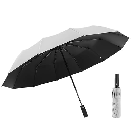 ZEEREE Parapluie Pliant Automatique,12 Parapluie en os, Parapluie Pliant Compact, Parapluie Resistant au Vent grand, Parapluie Pliable Automatique Ouverture et Fermeture Diamètre 135cm, Gris Cover