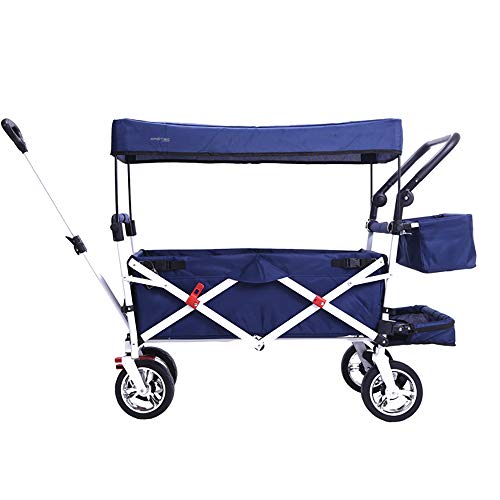Multi-function Folding Garden Cart Children's Trolley/Removable Wash/Large Capacity Size: 122 * 50 * 96 CM/Load: 150KG / Dark Blue