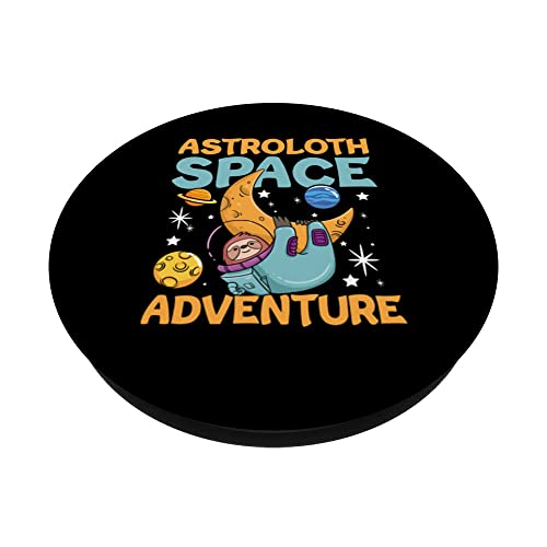 Astroloth Space Adventure Faultier for Adults and Kids PopSockets Swappable PopGrip, Black - Image 2
