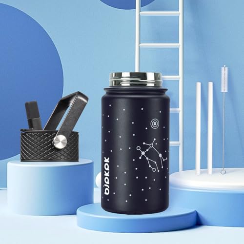 Image of BJPKPK Insulated Water Bottle, 15oz Stainless Steel with Straw Lid