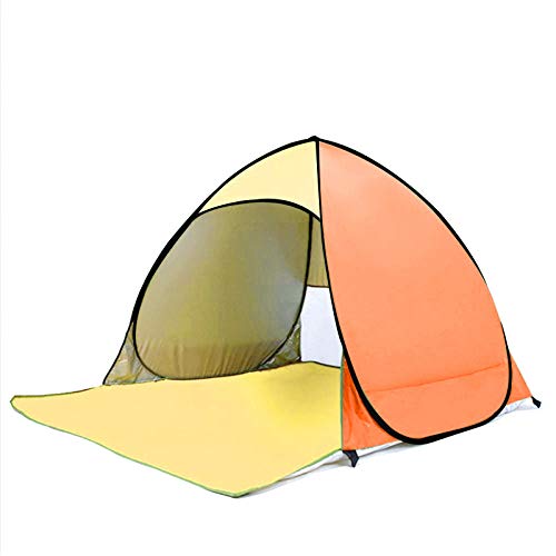 Tente de plage pop-up abri soleil orange jaune avec piquets de sol