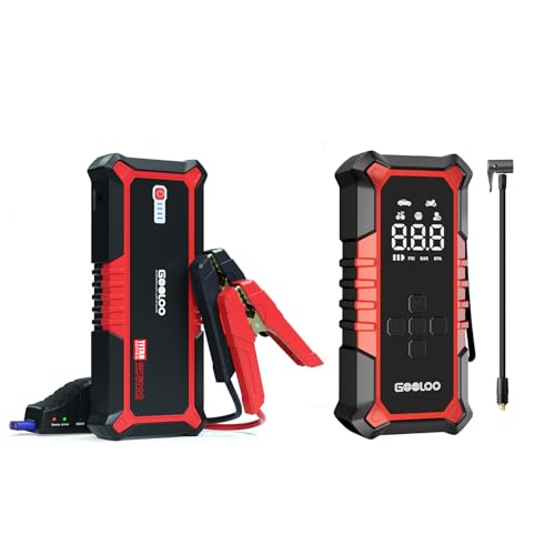 GOOLOO Upgraded GP3000 Jump Starter 3000A Peak Car Starter& GOOLOO A6 Gear Tire Inflator Portable Air Compressor 160PSI  - Detailed View