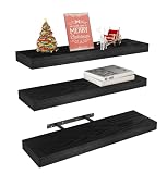 Vervida Black Rustic Floating Shelves 24in Set of 3