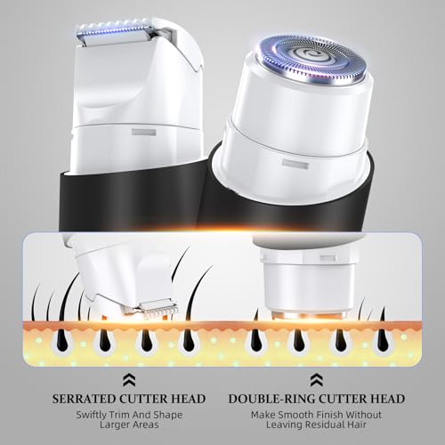 Image of Bikini Trimmer for Women, Dual Head Face Shaver Body Hair Trimmmer, IPX7 Waterproof Womens Electric Razor for Legs, Black