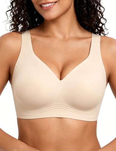 Image of PoseFree Jelly Bras for Women No Underwire, Supportive Wireless Comfort Bra, Full Coverage Back Smoothing Bra