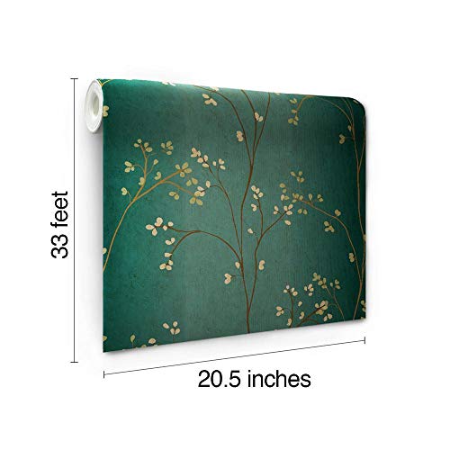 York Wallcoverings Blossoms Prepasted Removable Wallpaper, Teal/Bronze #TOP5