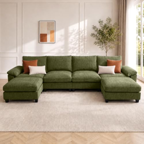 Image of Sectional Couches for Living Room, 141 inch U Shaped Cloud Sofa & Couch