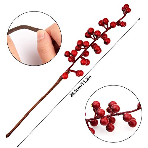 Jmkcoz 12 Pack Artificial Red Berry Stems Branches, Fake Burgundy Berry Picks Holly Berries For Christmas Tree Xmas Valenintes Wreath Decorations Floral Arrangements Home Holiday Diy Crafts Decor #TOP1