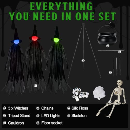 Halloween Witches Outdoor, 4.2 FT Set of 3 Witches Holding Hands - image 8