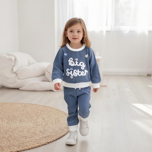 Toddler Clothes For Baby Girl Big Sister Little Sister Matching Outfits Cute Fall Winter Sweatshirt Pants Set4