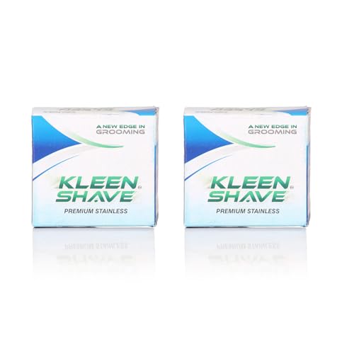Kleen Shave Double Edge Shaving Razor Blades, Premium Stainless,Saloon Pack,2 Count(pack of 50 Blades Each)