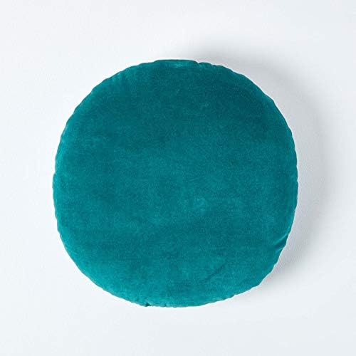 HOMESCAPES Burnt Orange Round Velvet Cushion Super Soft Cotton Velvet Luxury Filled Scatter Cushion Thick Plain Accent Throw Pillow for Sofa and Bed Decoration, 40cm (15") Diameter