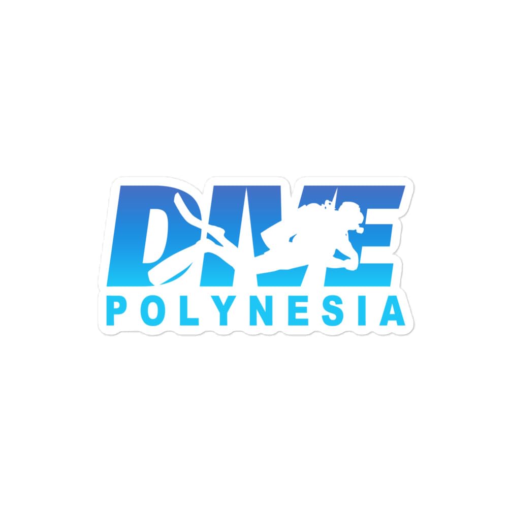 Lauranna Pacific Dive in Polynesia, Scuba Diving in Polynesia Sticker, 4?×4?, White